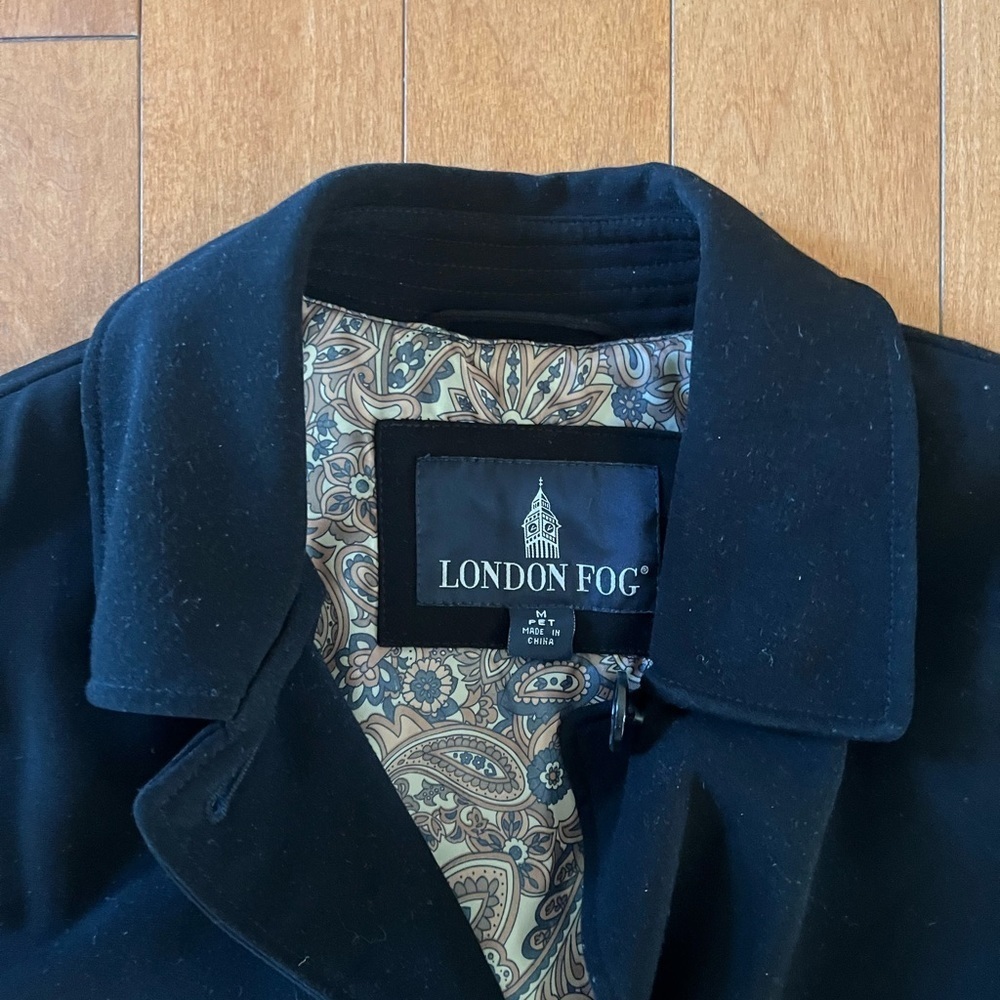 LONDON FOG Black Trench Coat Lined Medium Petite - Picture 4 of 5